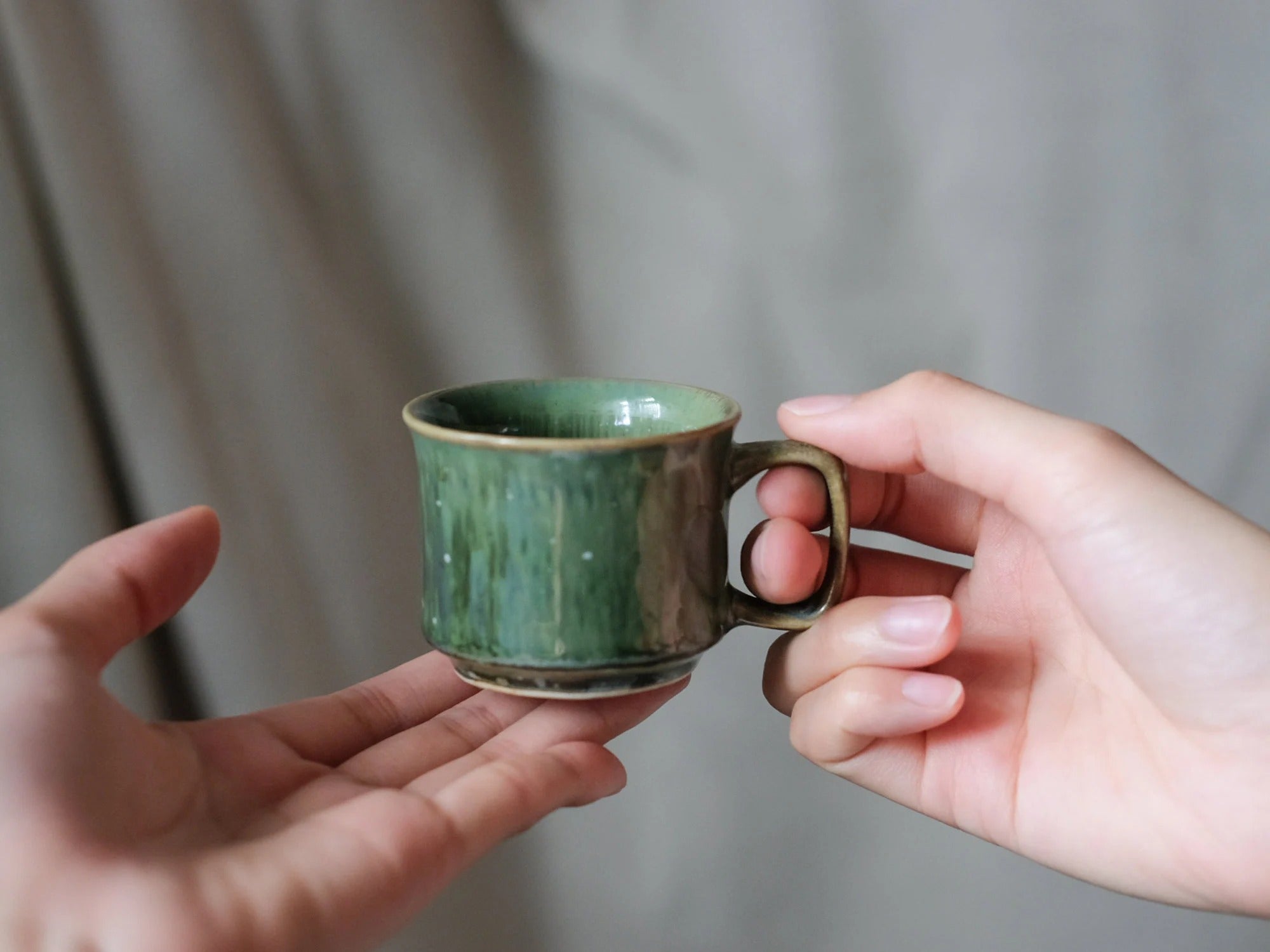 Tách Espresso Gốm Men Xanh Pha Lê - Thủ Công Việt Nam