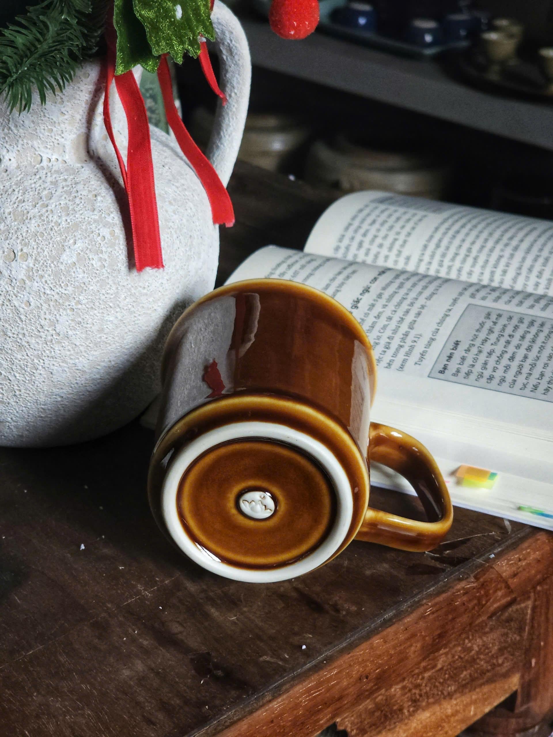 Tách Cà Phê Gốm Men Phản Ứng Màu Đồng Đỏ - Gốm Việt Nam