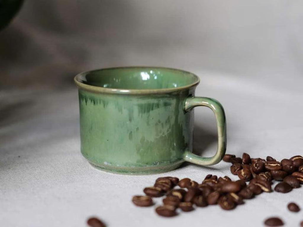 Ly Cappuccino Lớp Men Xanh Tinh Thể Gốm Việt