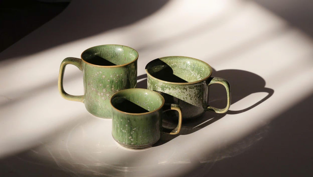 Ly Cappuccino Lớp Men Xanh Tinh Thể Gốm Việt