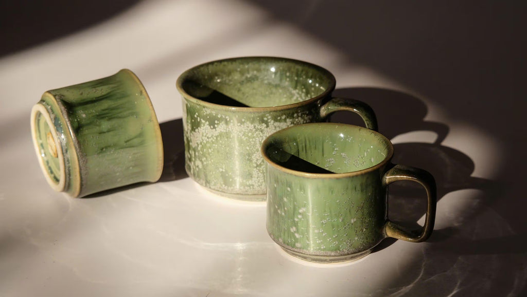 Ly Cappuccino Lớp Men Xanh Tinh Thể Gốm Việt